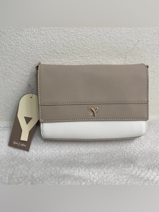 Yani J'dore Handbags - NWT New Yani J'adore Womens Tan White Faux Leather Clutch + Strap Classic Girly